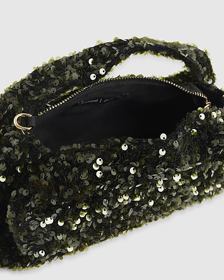 Green Sequin Grab Clutch bag