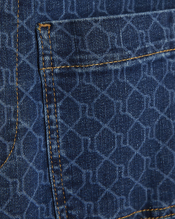 Blue Monogram Relaxed Flare Jeans