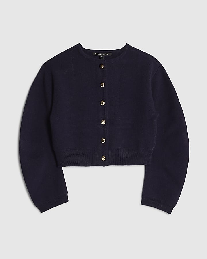 Navy Structured Sleeve Cardigan