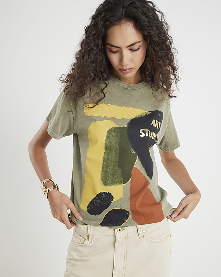 Khaki Art Studio Foil T-Shirt