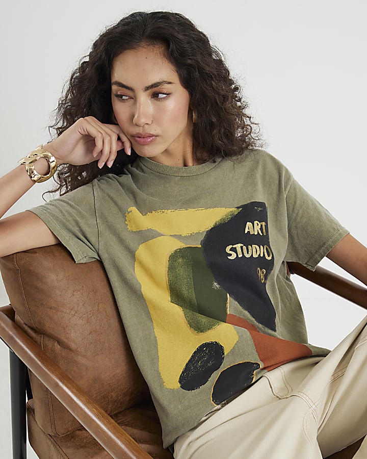 Khaki Art Studio Foil T-Shirt