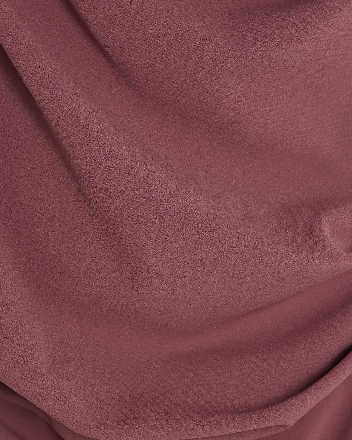 Pink Long Sleeve Asymmetric Drape Mini Dress