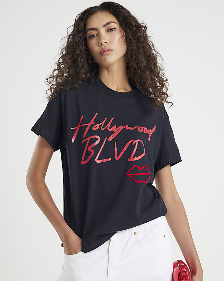 Black Hollywood Blvd Kiss T-Shirt