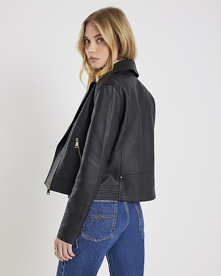 Black Faux Leather Biker Jacket