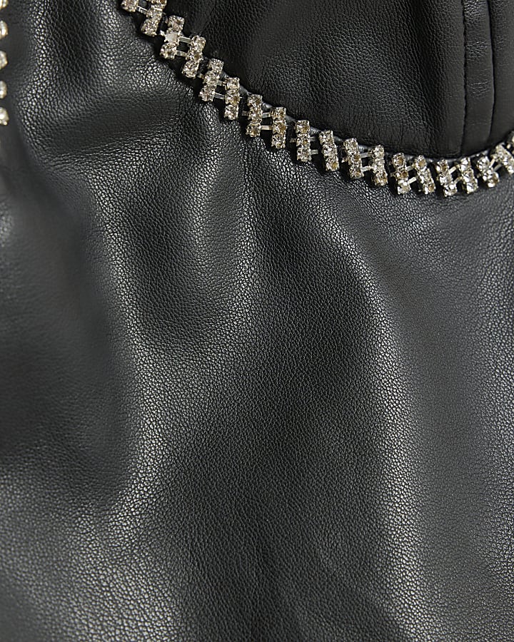 Black Faux Leather Corset Mini Dress