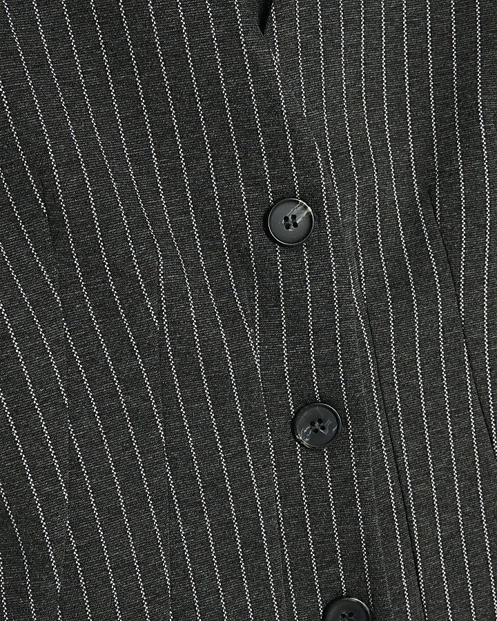 Black Pinstripe Sleeveless Waistcoat