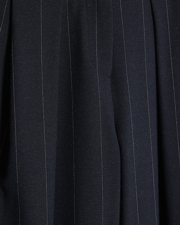 Navy Pinstripe Low Waist Belted Trousers
