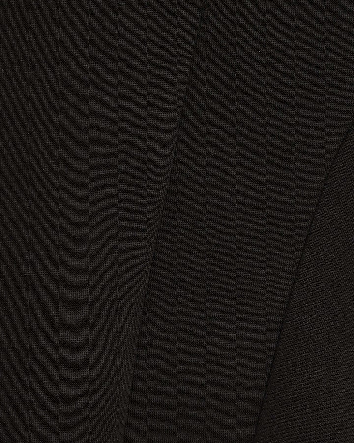 Black Short Sleeve Seamed Neoprene Peplum Top