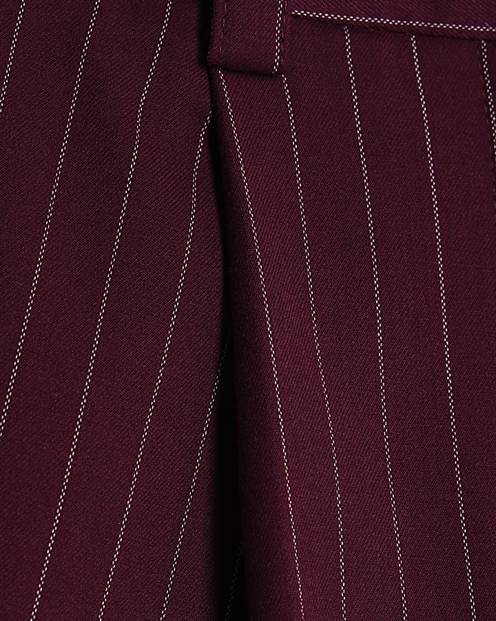 Red Pinstripe Tailored Shorts