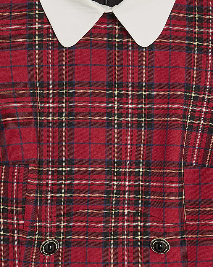 Red Tartan Collared Mini Dress