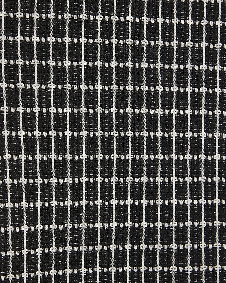 Black Long Sleeve Boucle Check Top