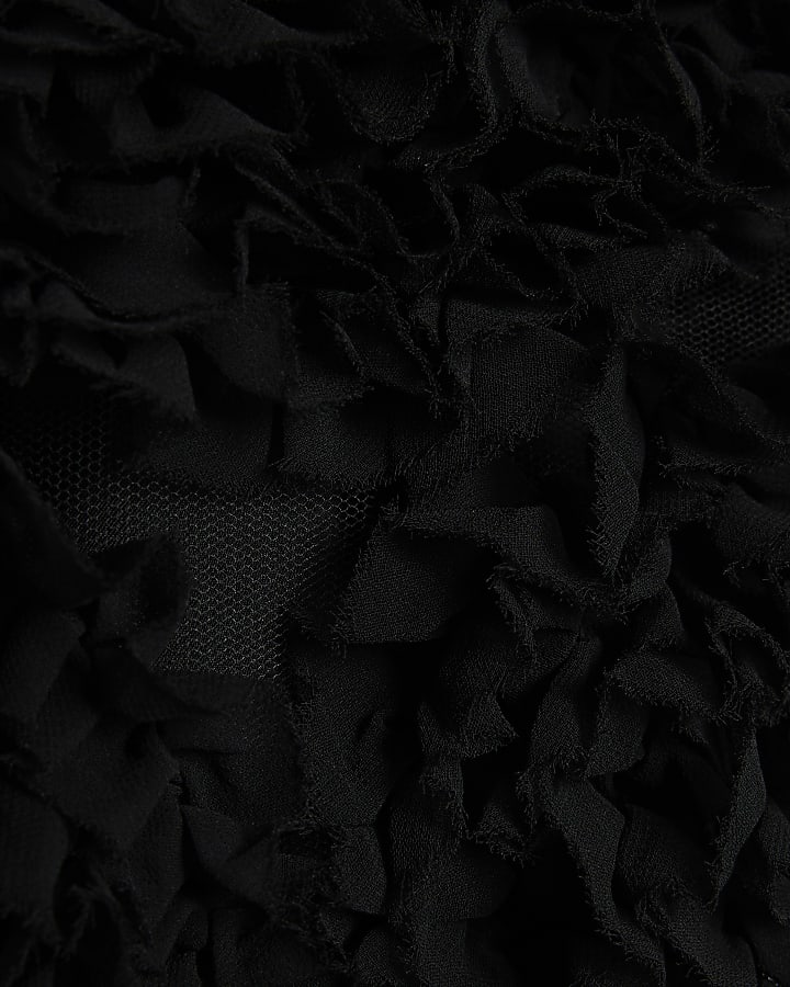 Black Long Sleeve 3D Floral Shrug