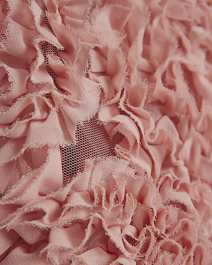 Pink Long Sleeve 3D Floral Shrug