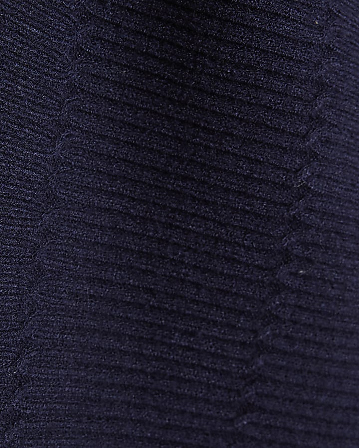 Navy Knitted Asymmetric Jumper