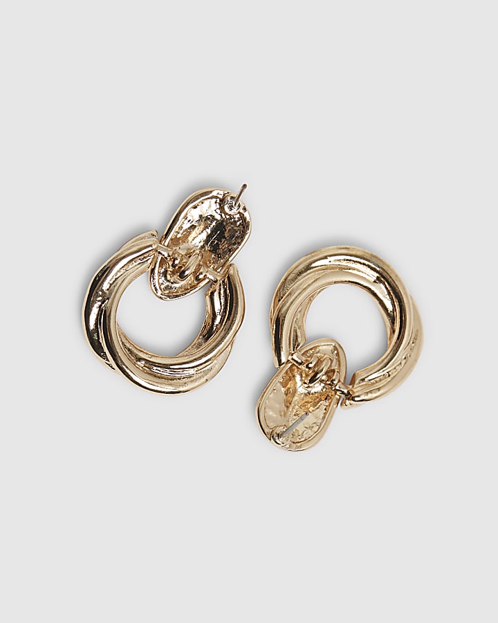 Gold Twist Door Knocker Earrings