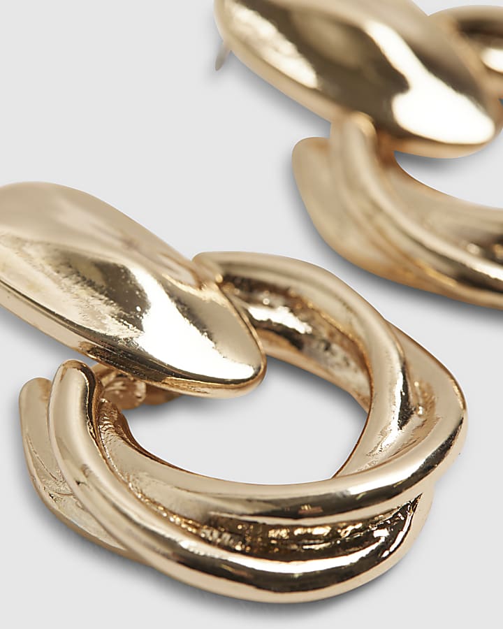 Gold Twist Door Knocker Earrings