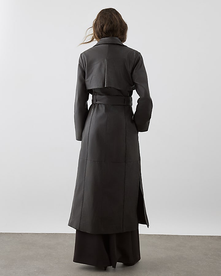 RI Studio Brown leather Trench Coat