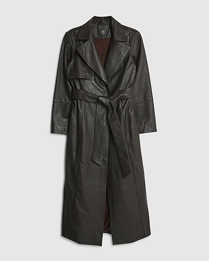 RI Studio Brown leather Trench Coat