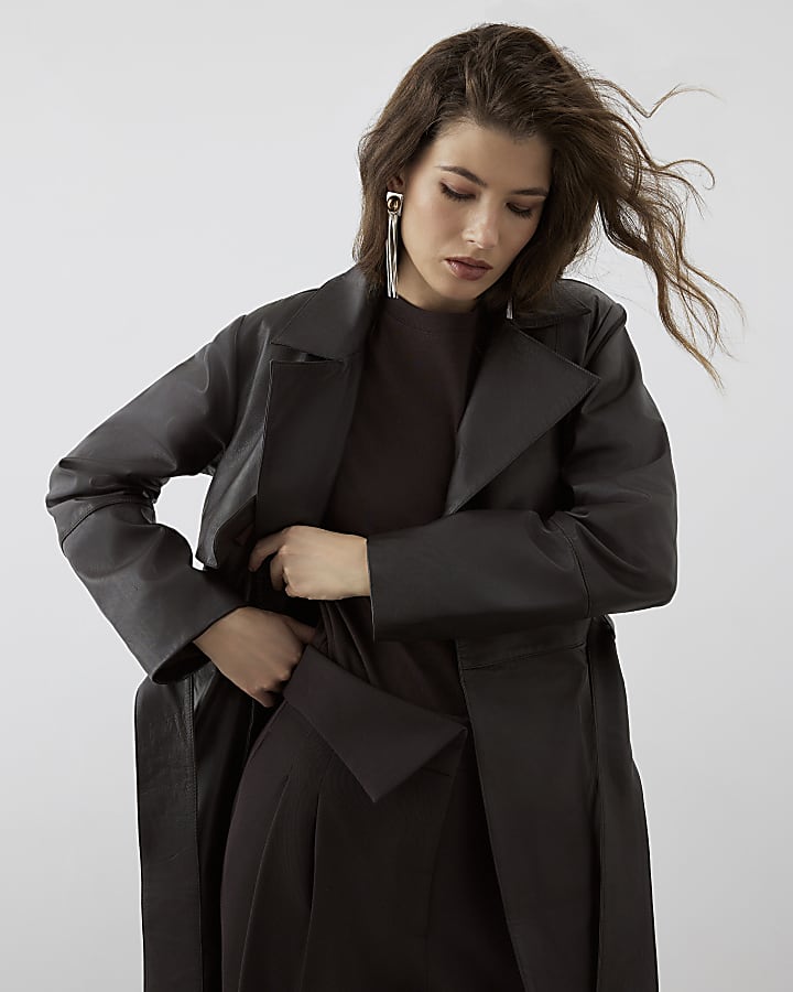 RI Studio Brown leather Trench Coat