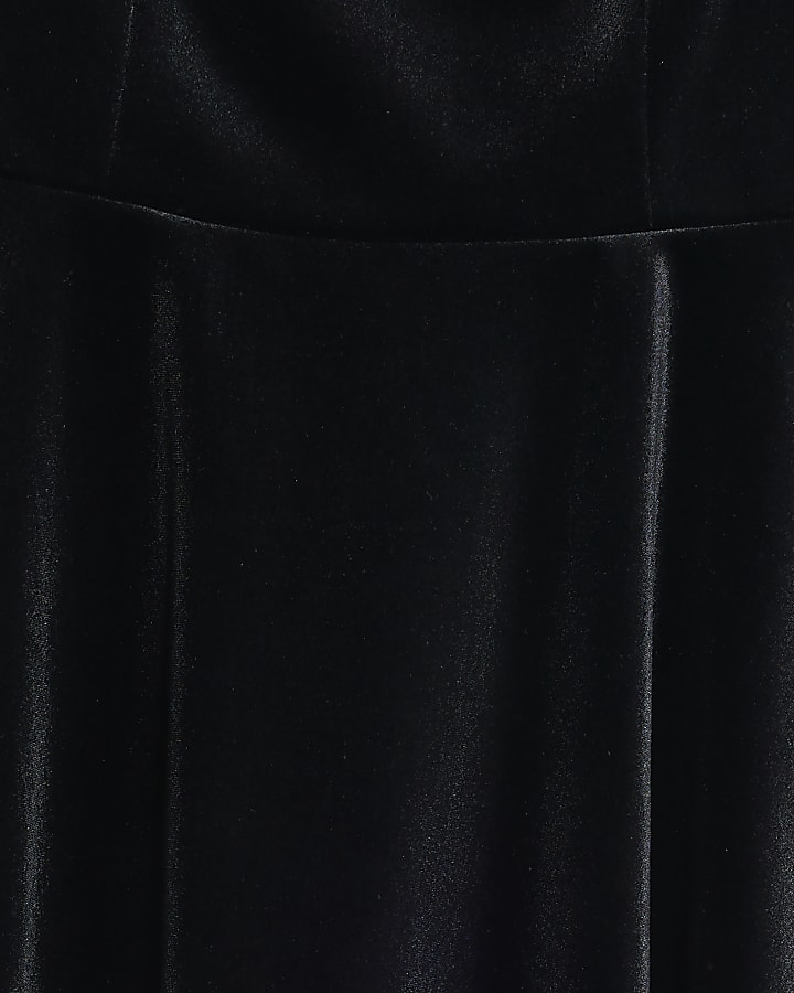 Petite Black Velvet Embellished Mini Dress