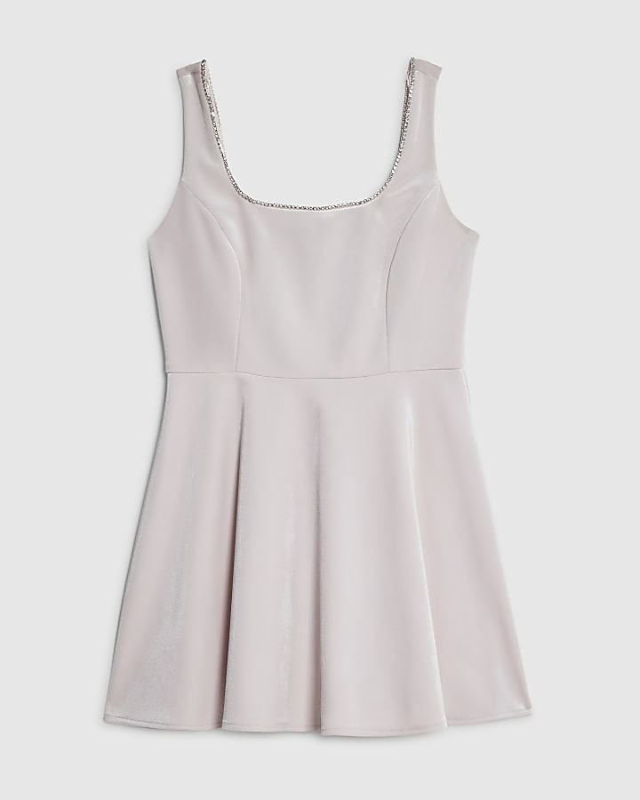 Petite Pink Velvet Embellished Mini Dress