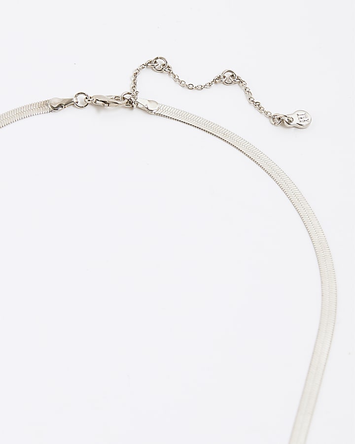 Silver Snake Chain Lariat Necklace
