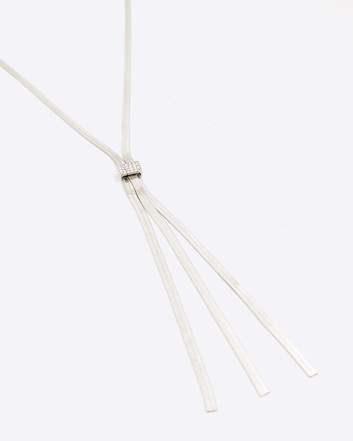 Silver Snake Chain Lariat Necklace