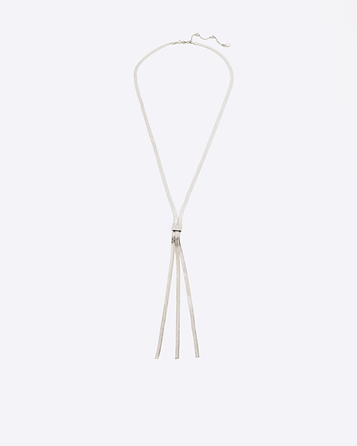 Silver Snake Chain Lariat Necklace