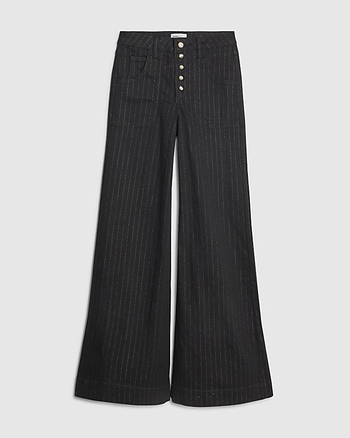 Black Pinstripe Palazzo Jeans