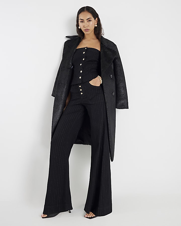 Black Pinstripe Palazzo Jeans