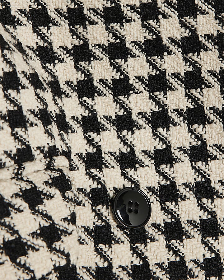 Cream Crop Dogtooth Boucle Hybrid Blazer