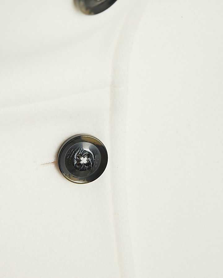 Cream Double Breasted Funnel Neck Coat