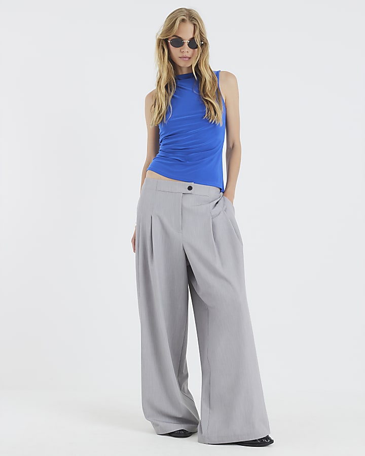 Blue Sleeveless Asymmetric Top