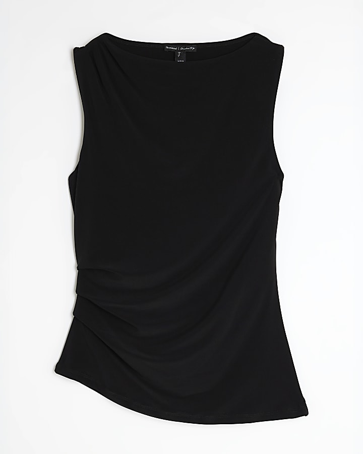 Black Sleeveless Asymmetric Top