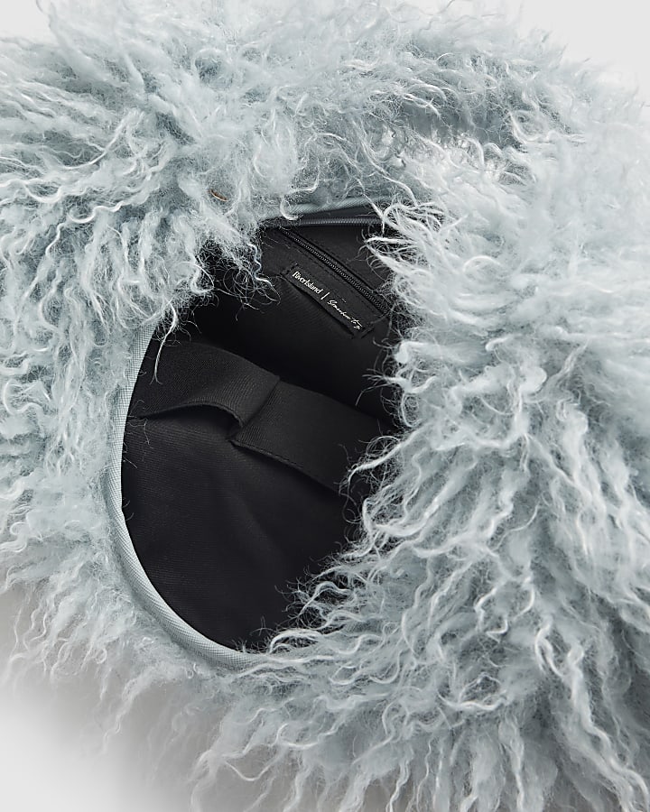 Blue Faux Fur Shoulder Bag