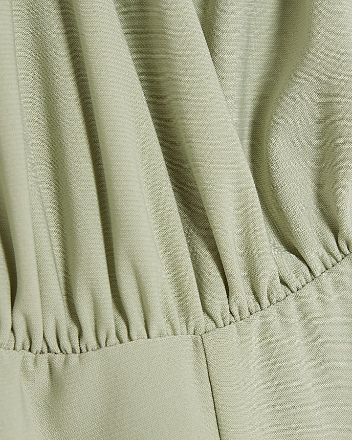 Green Sleeveless Corset Detail Bodysuit