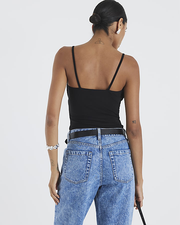 Black Sleeveless Corset Bodysuit