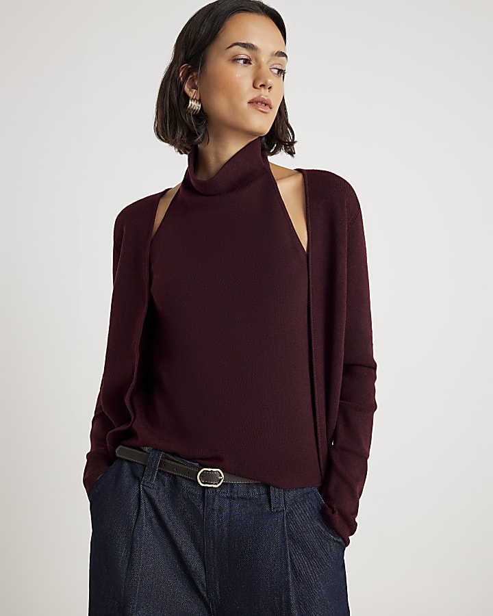 Red 2 in 1 Drape Top
