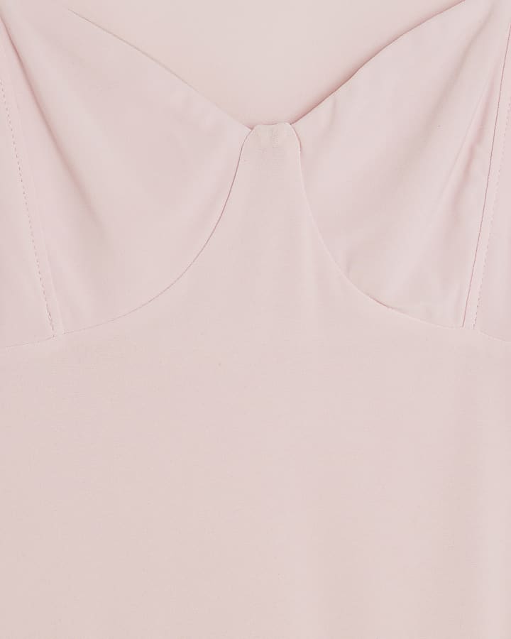 Pink Short Sleeve Corset Detail Bodysuit
