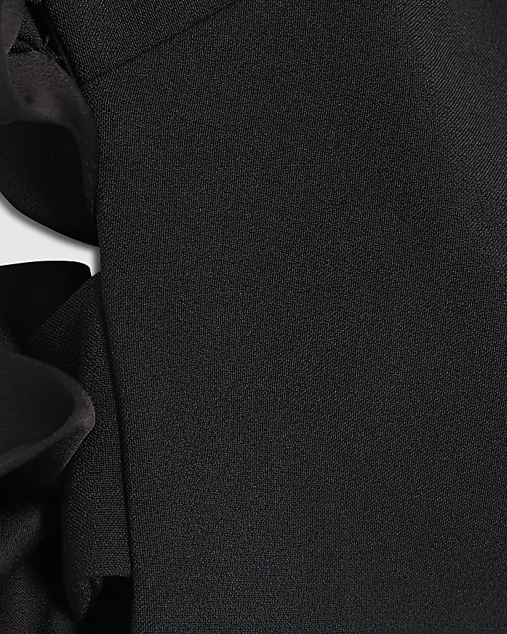 Black 3D Flower Side Seam Mini Dress