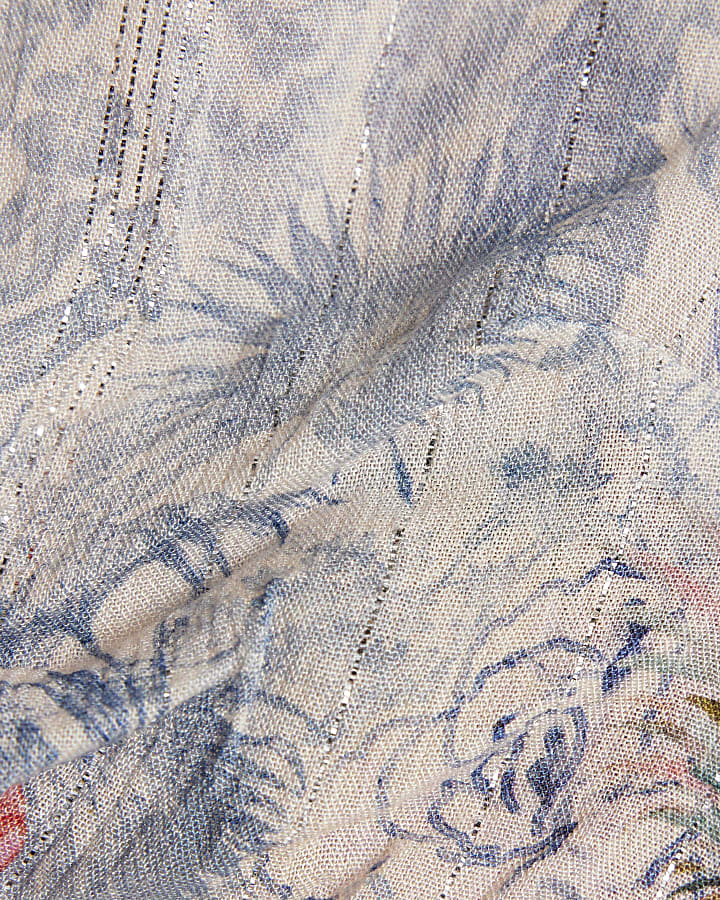 Pink Graphic Print Tie Front Beach Top