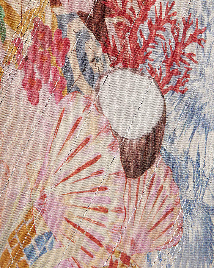 Pink Graphic Print Maxi Beach Skirt