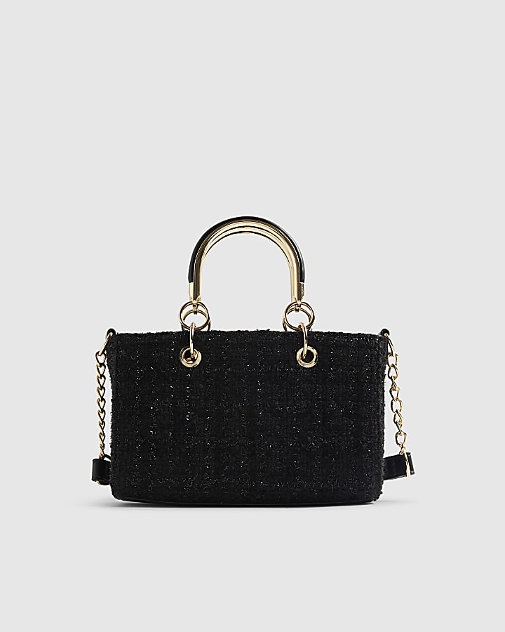 Black Boucle Charm Tote Bag