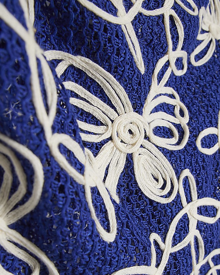 Blue Cornelli Crochet Mini Beach Dress