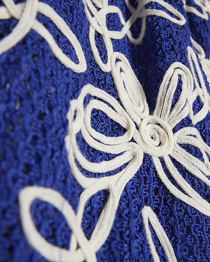 Blue Cornelli Embroidered Beach Shorts