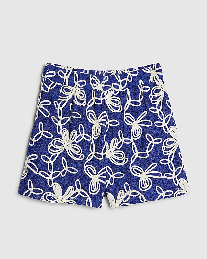 Blue Cornelli Embroidered Beach Shorts