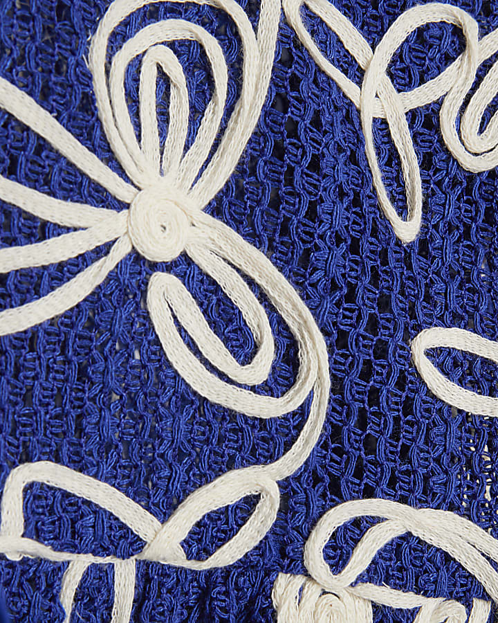 Blue Cornelli Tie front Beach Top