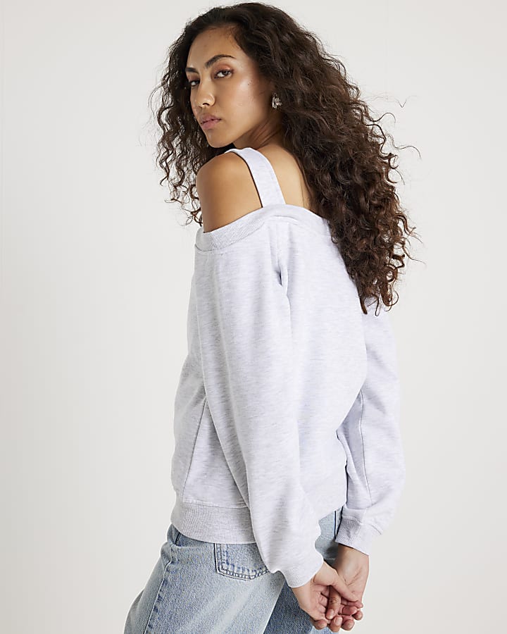 Grey Cut Away Detail Sweatshirt
