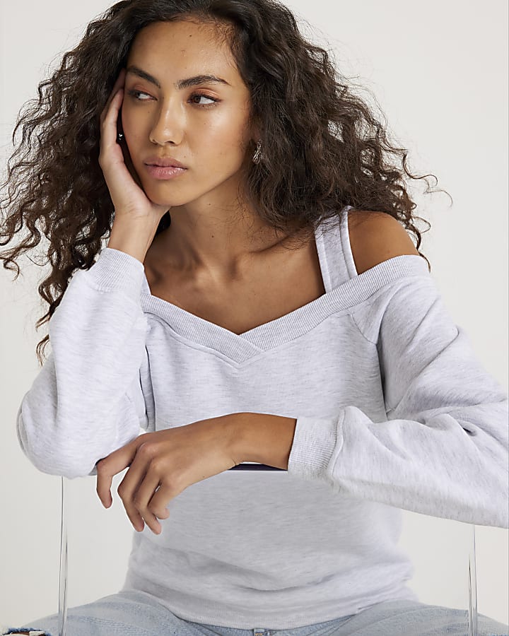 Grey Cut Away Detail Sweatshirt