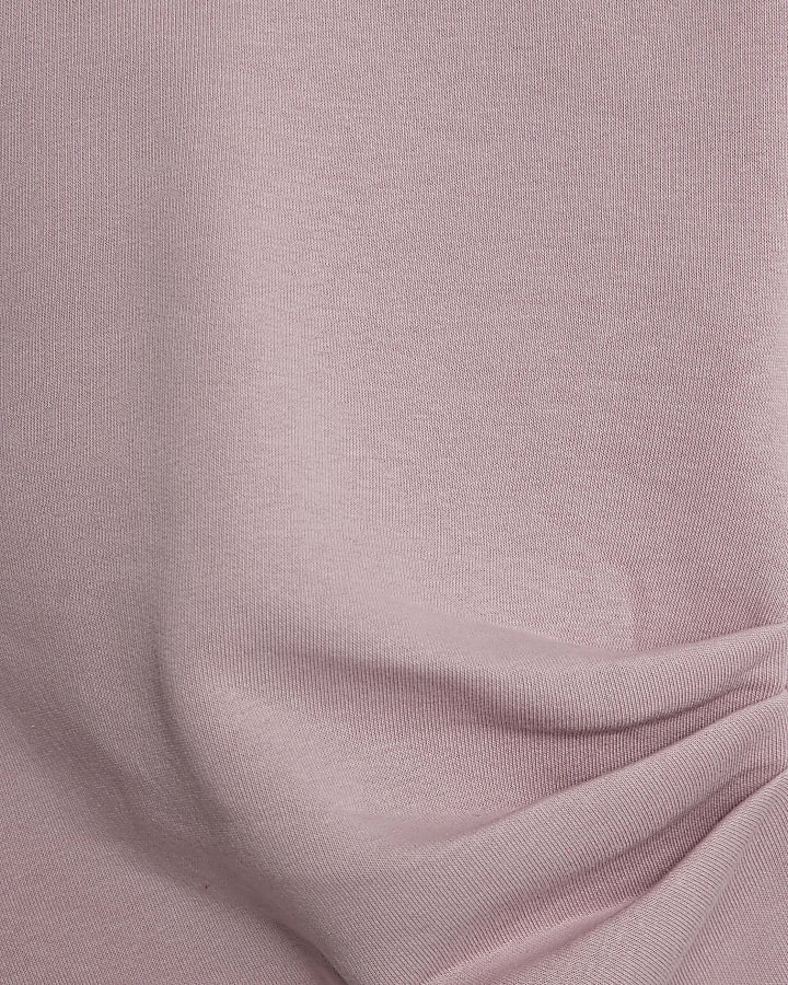 Pink Long Sleeve Draped Sweatshirt